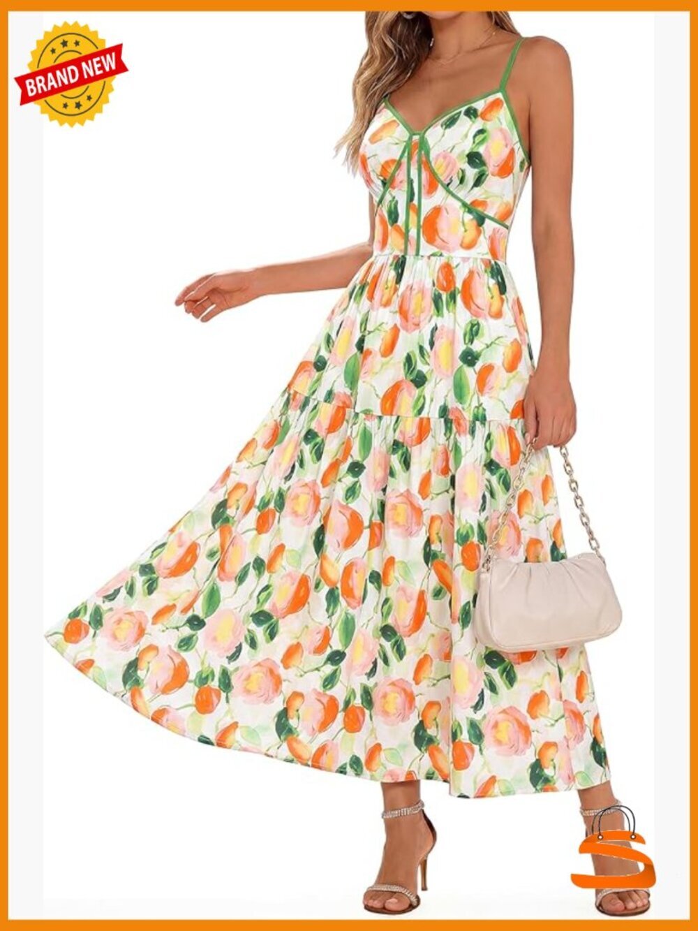 Spaghetti Strap Resort Wear Maxi Sundress with Pockets Floral Boho